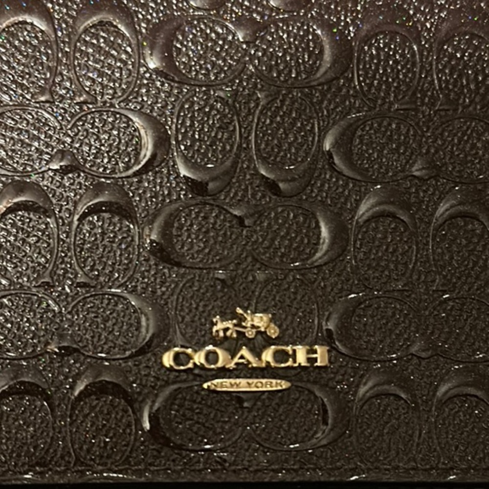 Coach Iridescent Purple/Brown Leather Crossbody Bag with Monogram Pattern - Picture 2 of 9